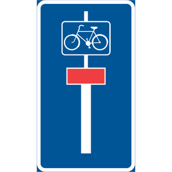 E17-4 N3 Vägmärke Återvändsgata med förlängning i cykelbana